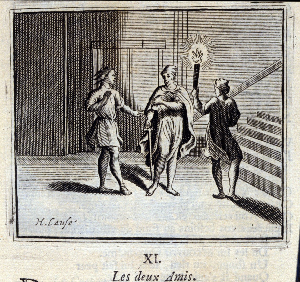 De to venner. Fabler af Jean de La Fontaine (1621-95). Illustration af François Chauveau (1613-1676). Udgave fra 1728. af Francois Chauveau