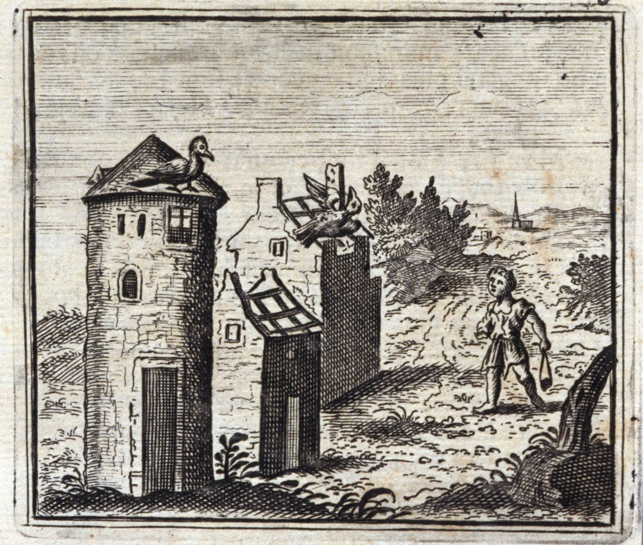 De to duer. Fabler af Jean de La Fontaine (1621-95). Illustration af Francois Chauveau (1613-1676). Udgave af 1728. af Francois Chauveau