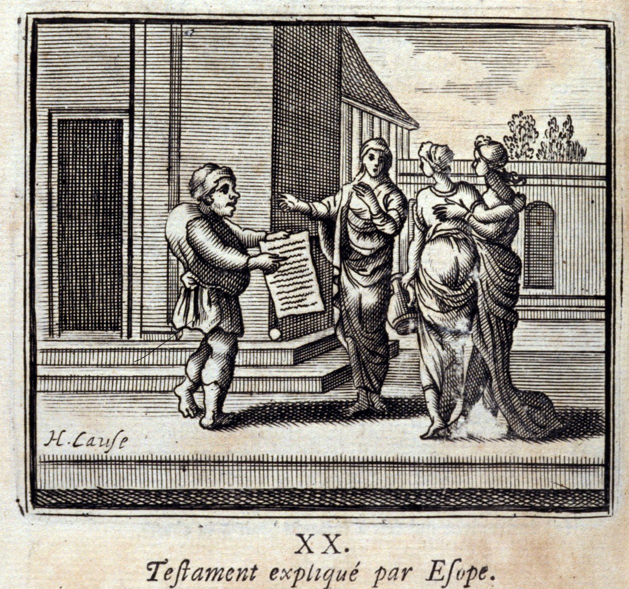 Will forklaret af Æsop. Fabler af Jean de La Fontaine (1621-95). Illustration af Francois Chauveau (1613-1676). Udgave af 1728. af Francois Chauveau