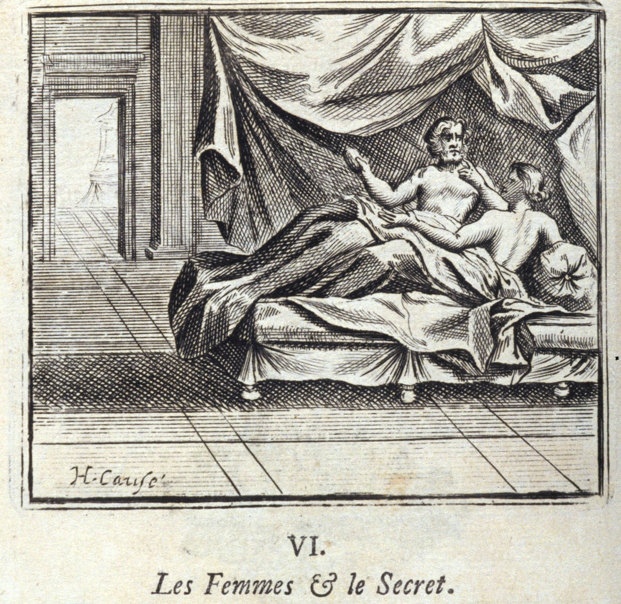 Kvinder og hemmelighed. Fabler af Jean de La Fontaine (1621-95). Illustration af Francois Chauveau (1613-1676). Udgave af 1728. af Francois Chauveau