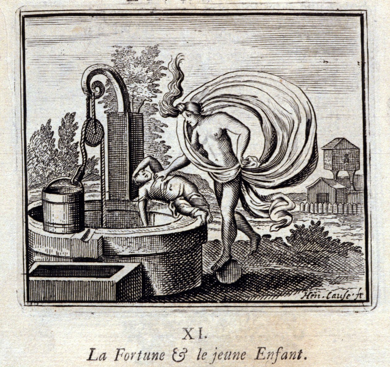 formuen og det unge barn. Fabler af Jean de La Fontaine (1621-95). Illustration af François Chauveau (1613-1676). Udgave af 1728. af Francois Chauveau