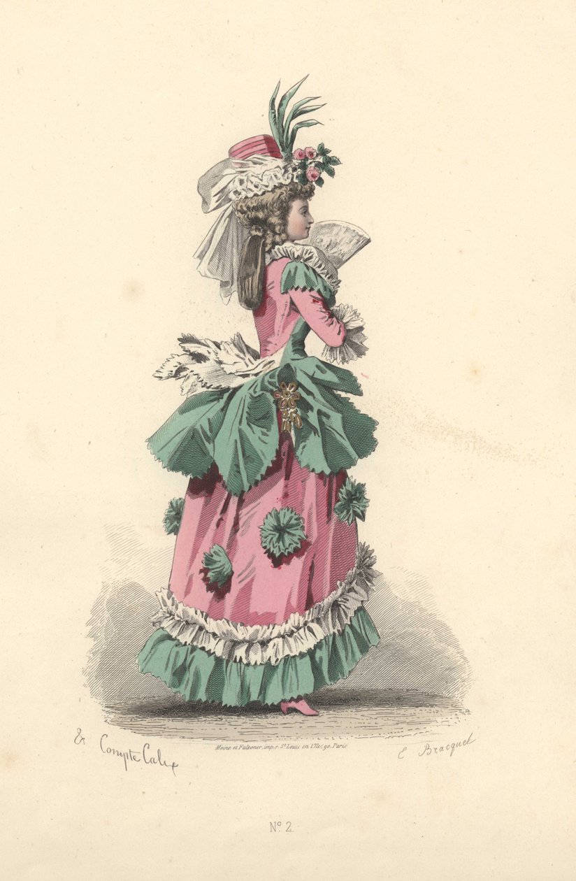 Moderigtig kvinde i kjole med rosetter, Marie Antoinettes æra af Francois Claudius Compte Calix