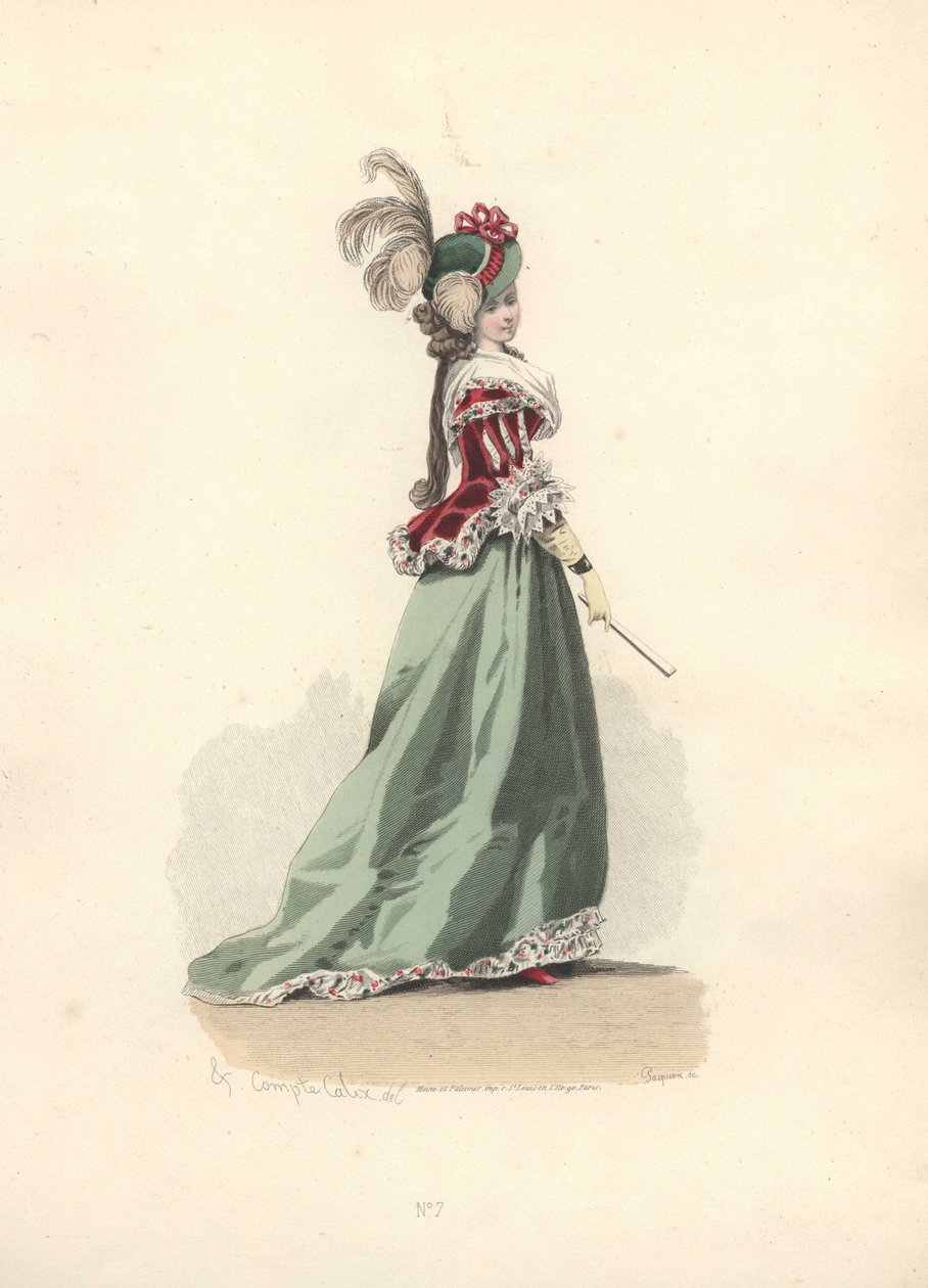 Kvinde i jakke og nederdel, Marie Antoinettes æra. af Francois Claudius Compte Calix