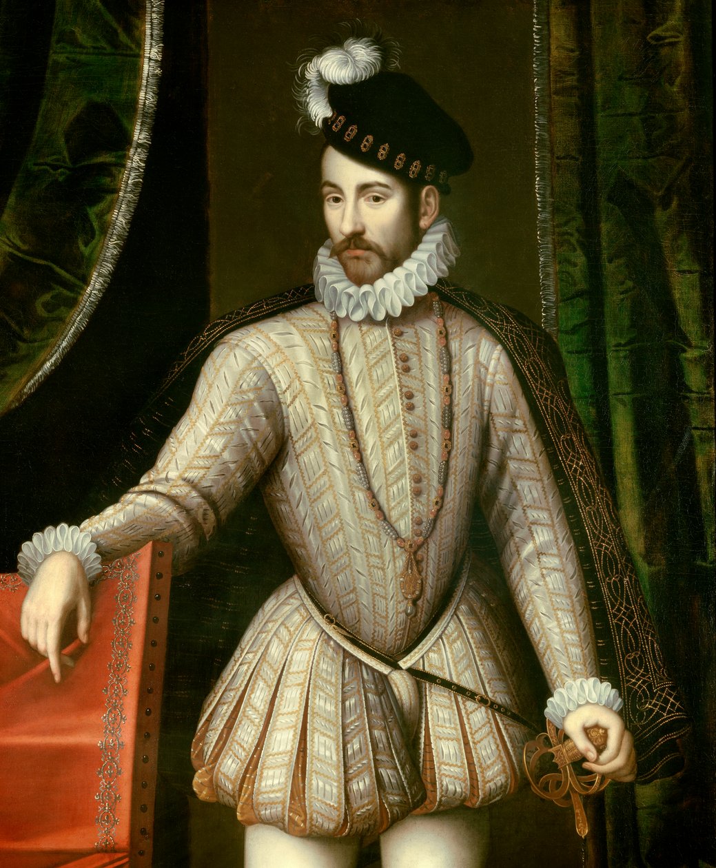 Portræt i foden af Charles IX (1550 - 1574) konge af Frankrig. Detalje. Maleri af Francois Clouet (1515-1572) af François Clouet