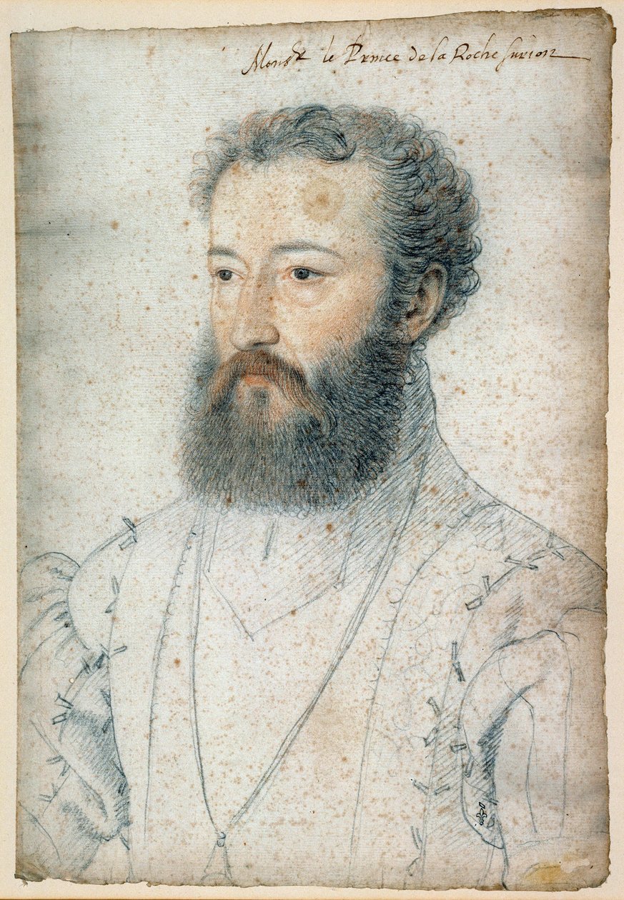 Portræt af Charles de Bourbon, Prins af La Roche-sur-Yon (1515-1565). Tegning af blod og sort sten af ​​Clouet Francois (1515-1572) af François Clouet
