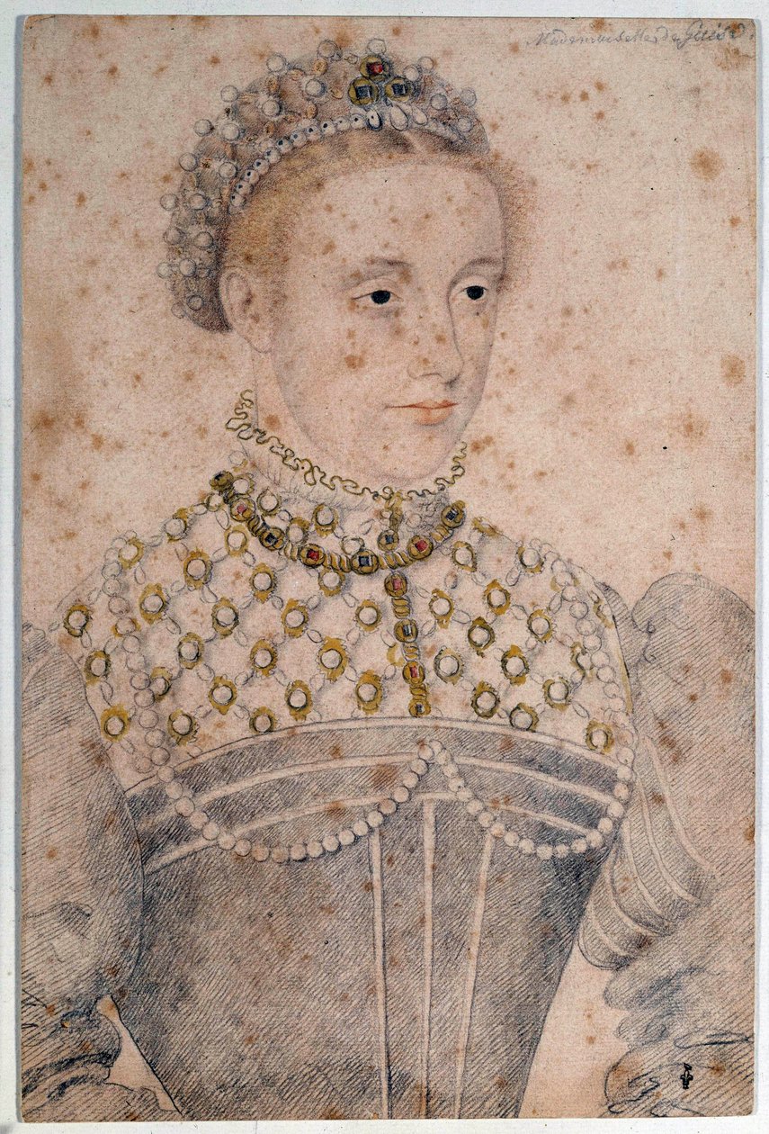 Portræt af Marie Stuart unge (1542-1587) Dronning af Frankrig og Skotland Blyantstegning af Francois Clouet (1515-1572). 16. århundrede. Chantilly, Conde Museum af François Clouet