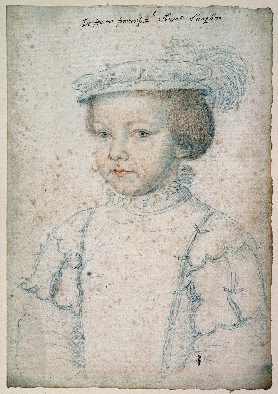 Portræt af kongen af Frankrig Francois II (1544-1560). Tegning af Francois Clouet (1515-1572) af François Clouet