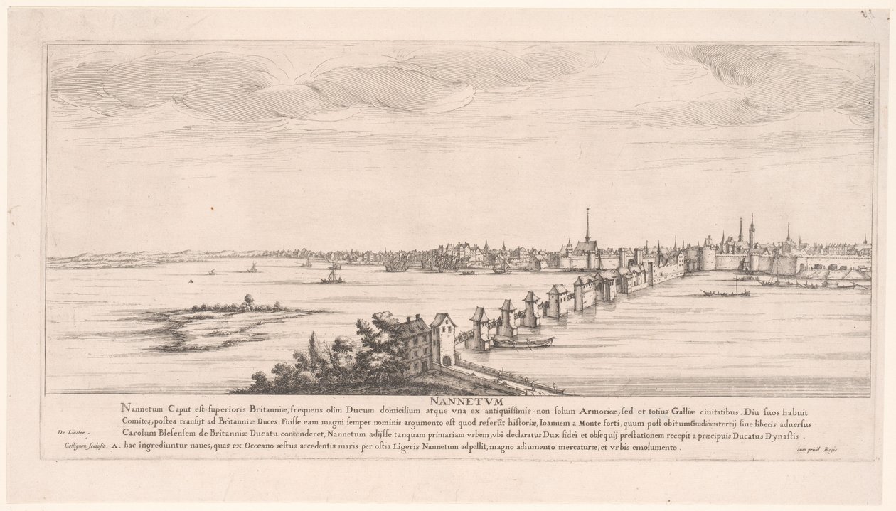 Udsigt over Nantes Nannetum (titel på objekt) Flodlandskaber i Frankrig (serietitel) af Francois Collignon