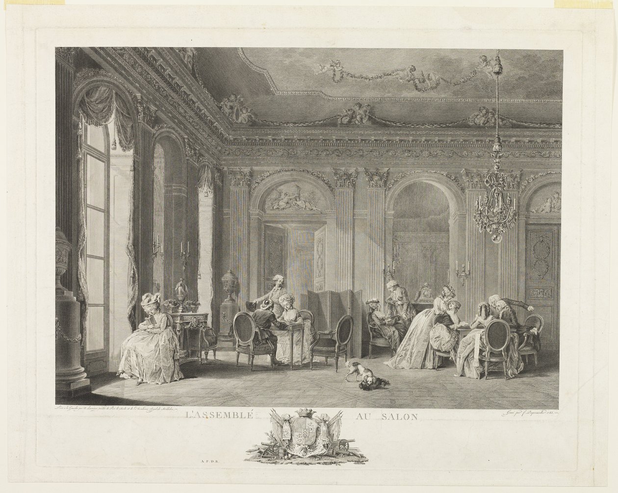 Forsamlingen i dagligstuen af Francois Dequevauviller