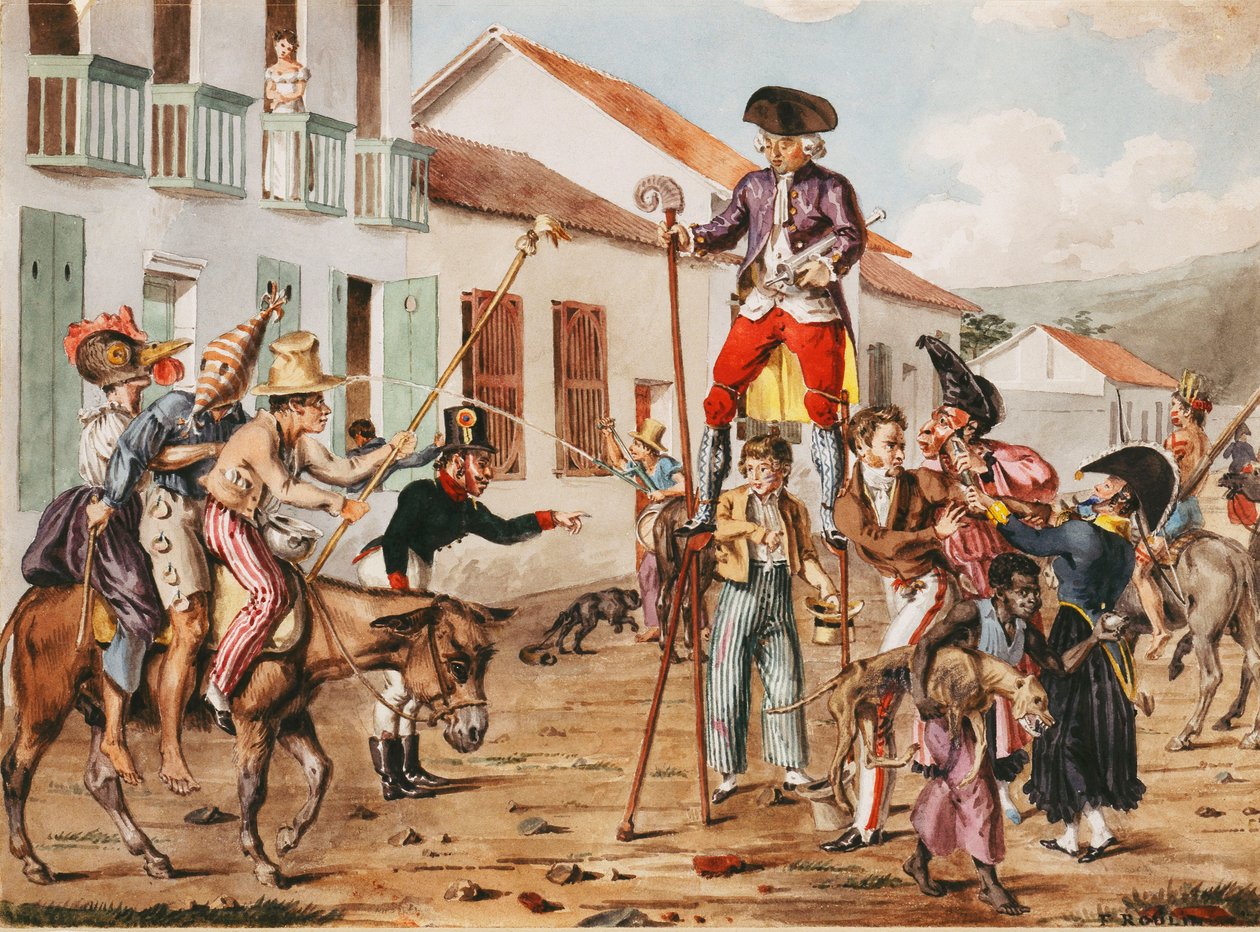 En karnevalsscene af Francois Desire Roulin