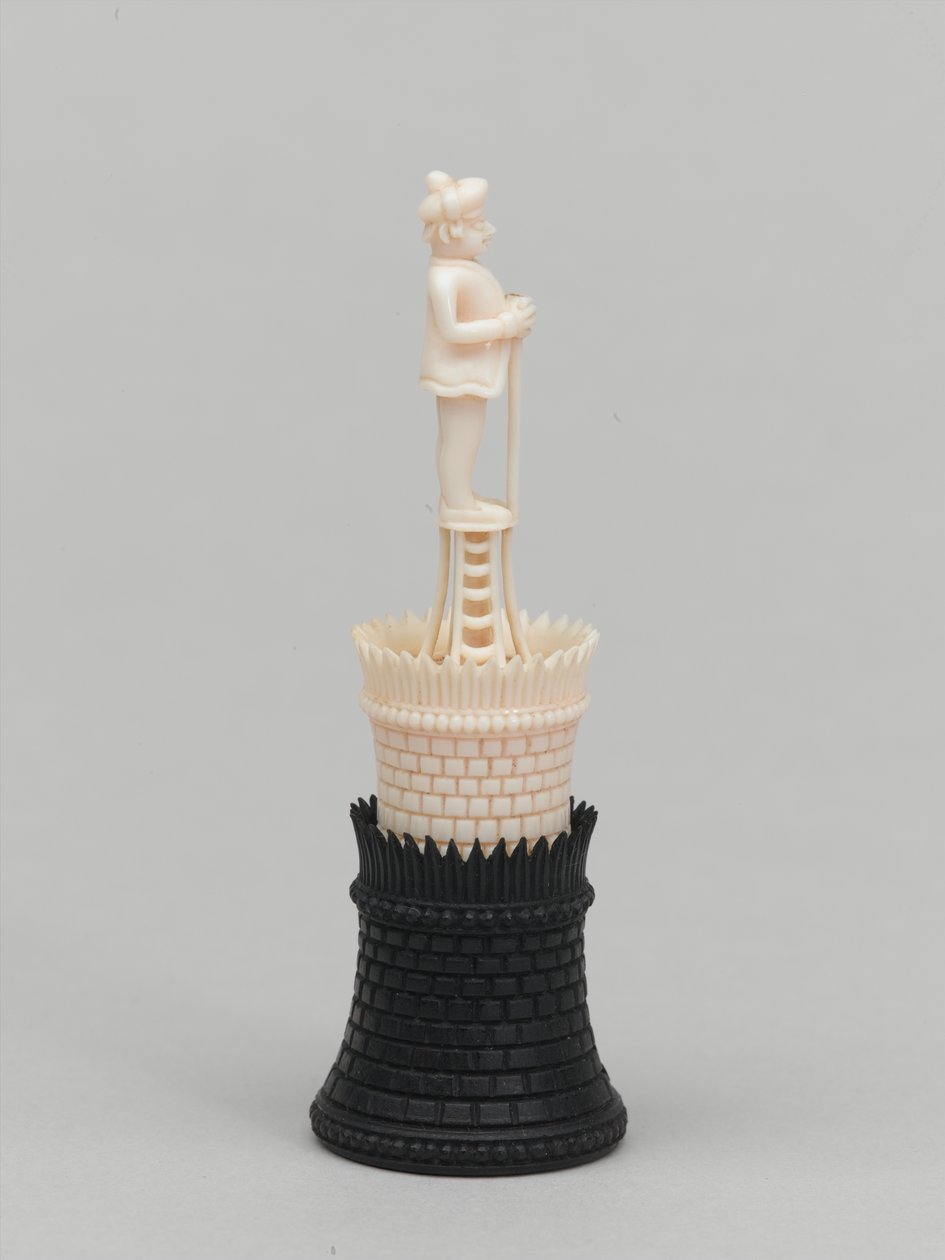 Sort tårn, skakbrik, Indien, 1820 ca af Francois Dubois