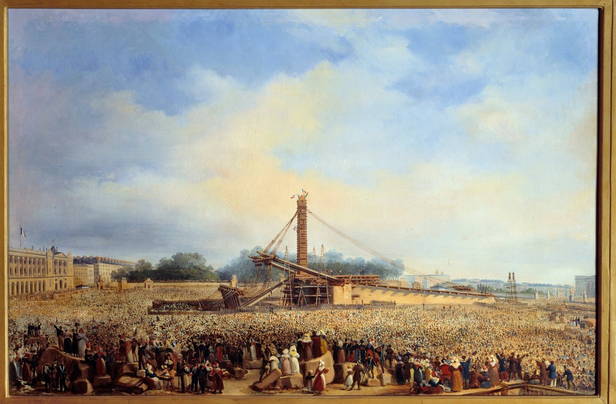 Opførelse af obelisque de Luxor place de la concorde i Paris (25. oktober af Francois Dubois