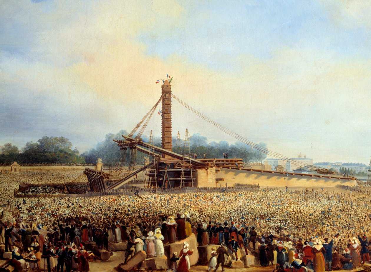 Opførelse af obelisken i Luxor place de la concorde (25. oktober af Francois Dubois
