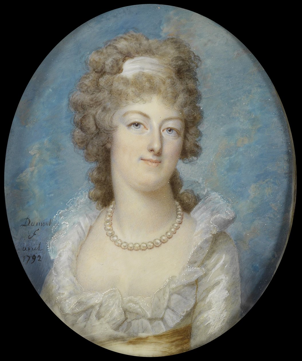 Portræt af dronning Marie Antoinette med en perlehalskæde, 1792 af Francois Dumont