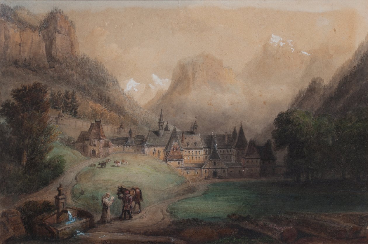 La Grande Chartreuse 1869 (Akvarel på papir) af Francois Edme Ricois