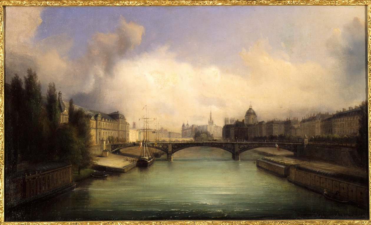 Seinen og Ile de la Cité, udsigt fra Pont Royal af Francois Edme Ricois