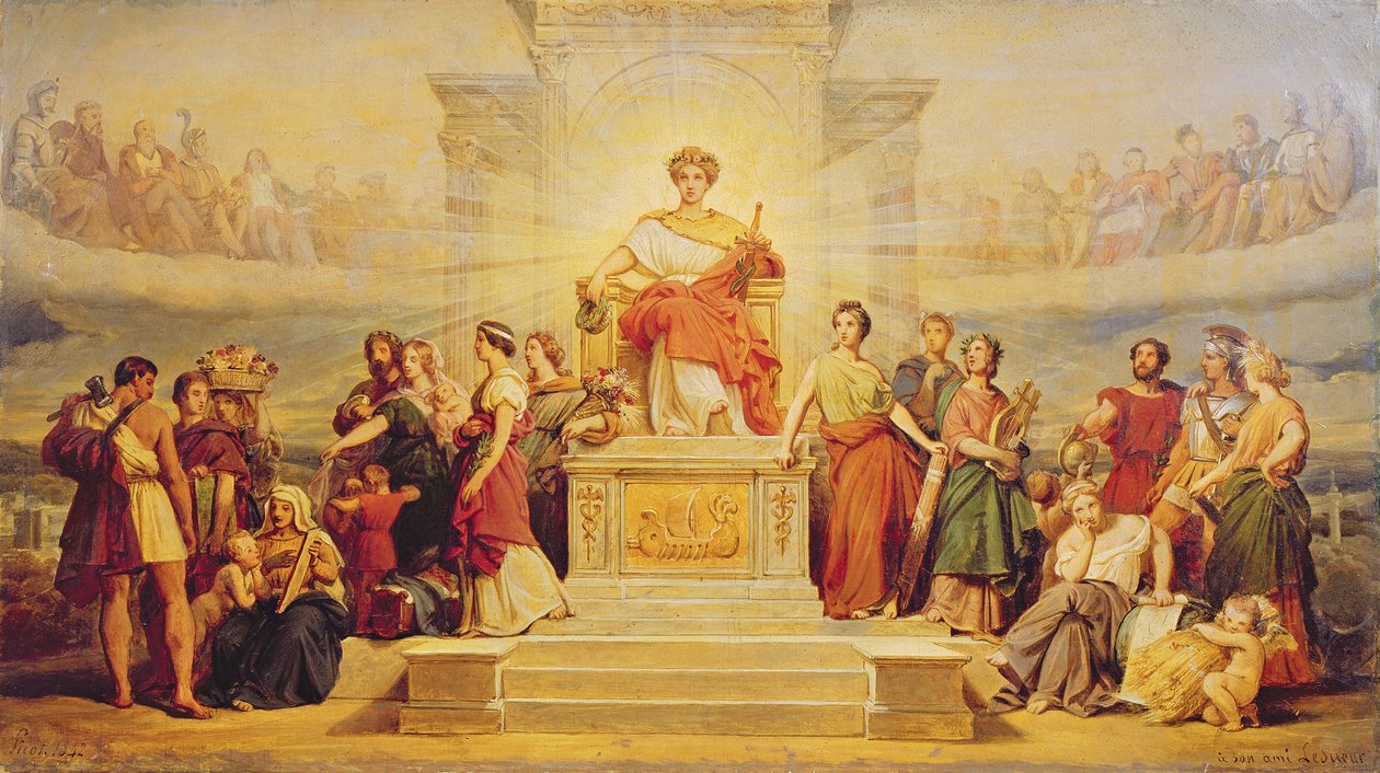 Allegori af byen Paris, studie til udsmykning af Hotel de Ville, 1842 af Francois Edouard Picot