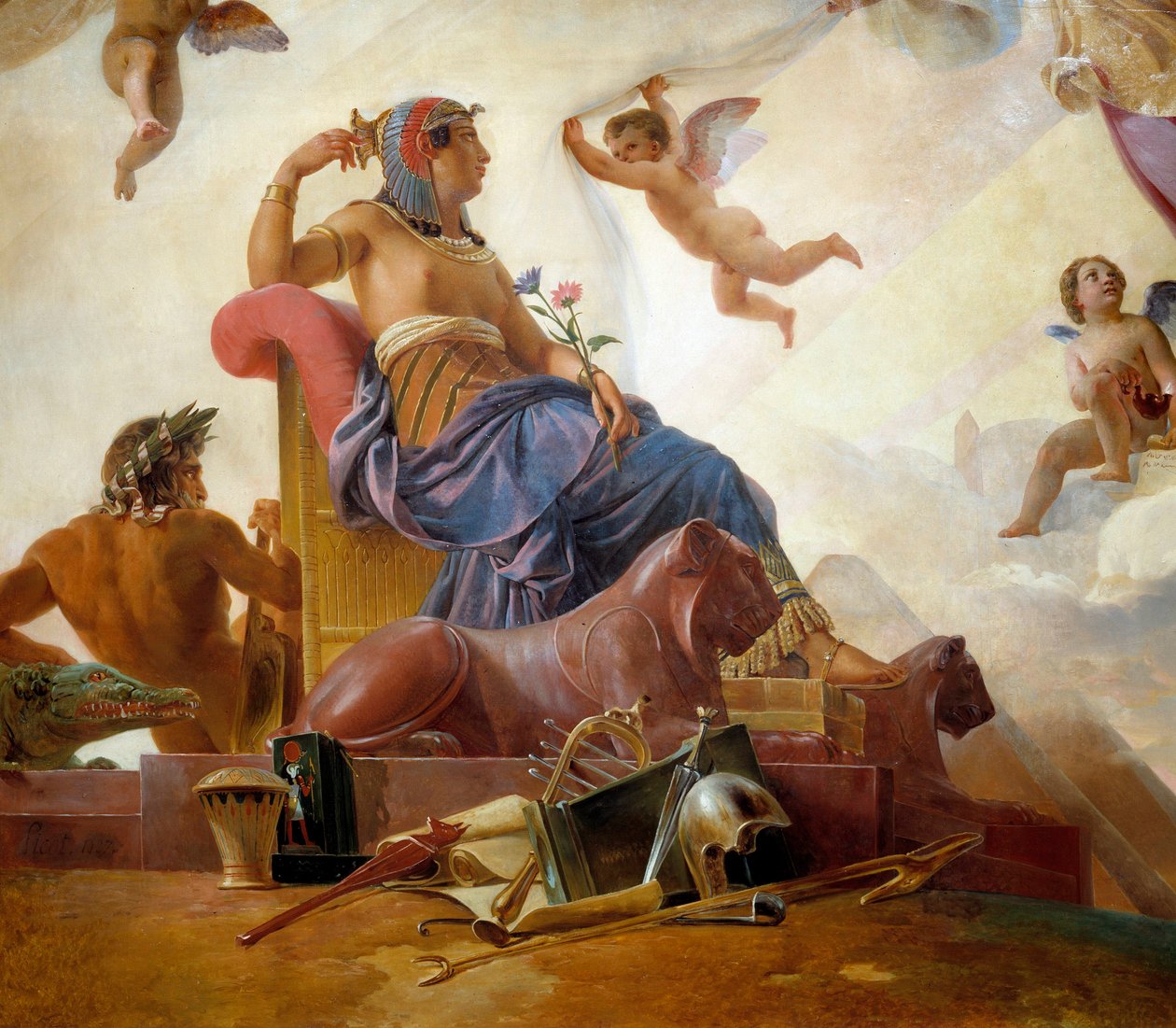 Undersøgelse og Genia afslører oldtidens Egypten til Grækenland Detaljer, der repræsenterer Egypten. Maleri af Francois Edouard Picot (1786-1868) 1800-tallet af Francois Edouard Picot
