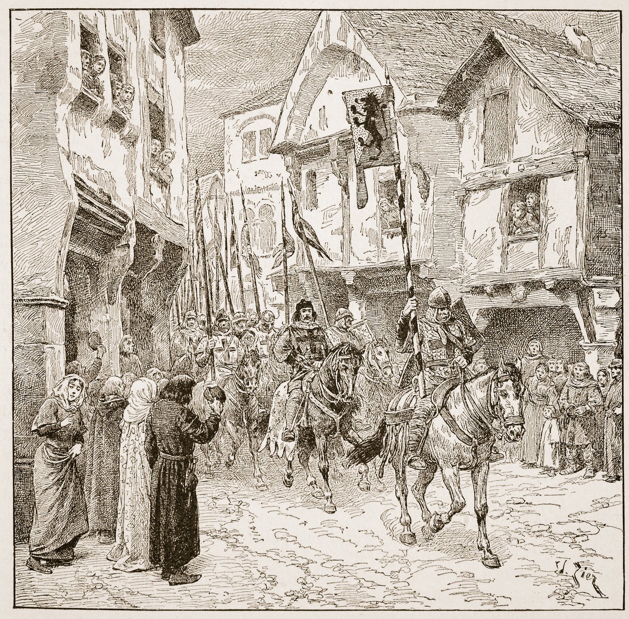 Hertug Roberts afrejse til det hellige land, illustration fra "The Church of England: A History for the People