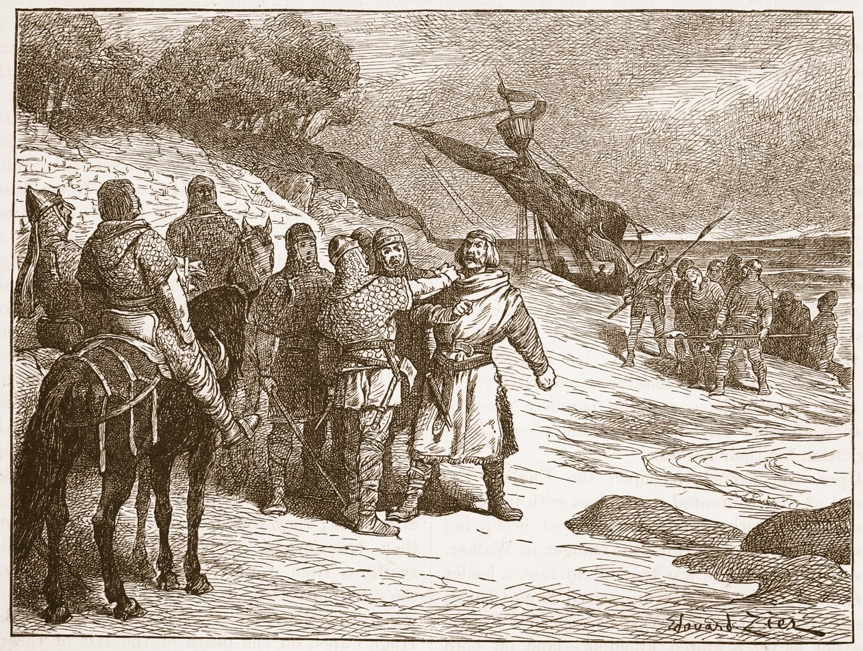 Harold taget til fange af greven af Ponthieu, illustration fra 