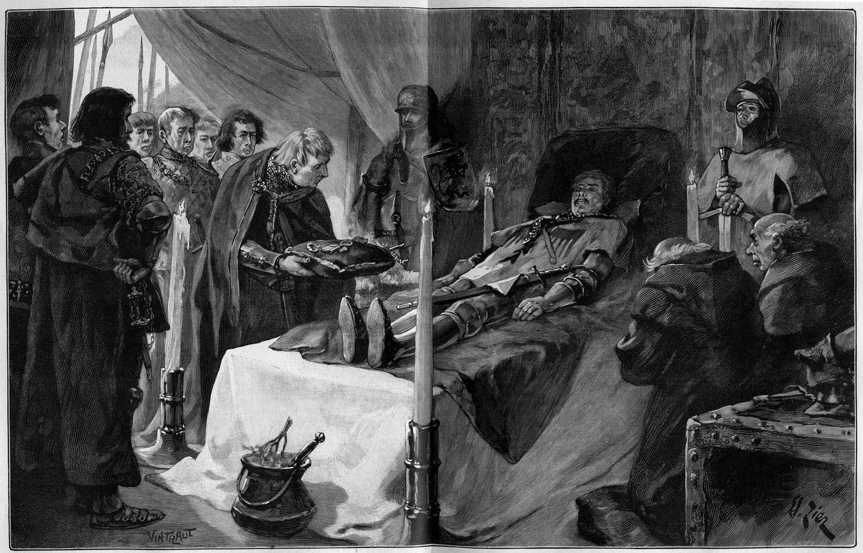 Hundredårskrig: Connetable Bernard du Guesclins død (1320-1380) af Francois Edouard Zier