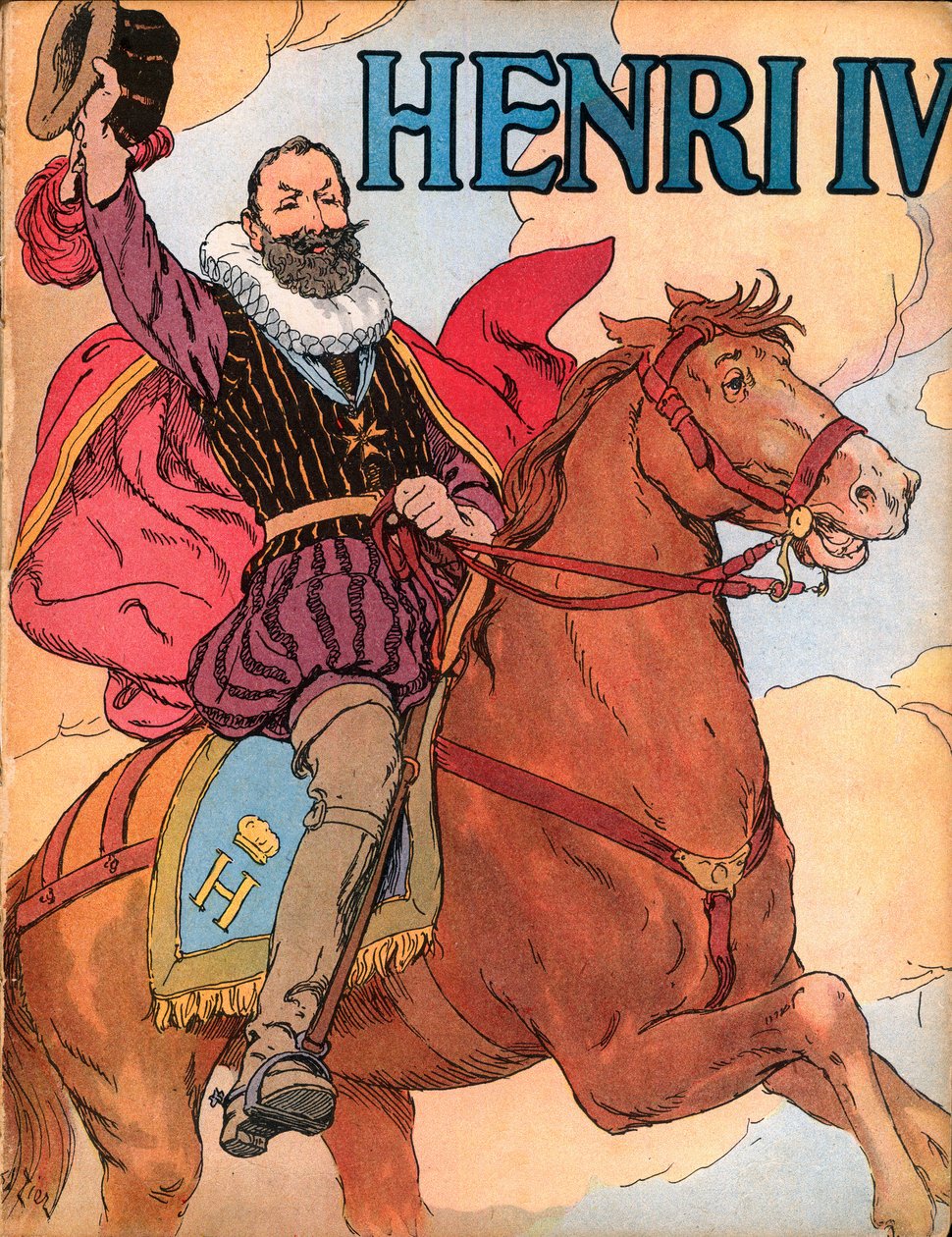 Kong Henrik IV (1553-1610) (konge af Frankrig Henri IV) Illustration af Francois Edouard Zier (1856-1924) i Our-glories-nationales”” 1920 af Francois Edouard Zier