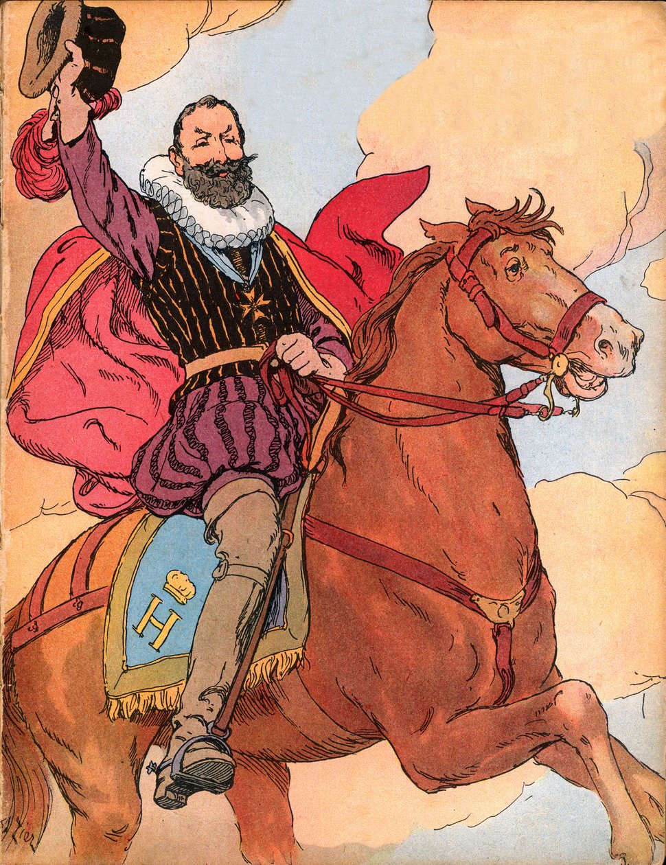 Kong Henrik IV (1553-1610) (konge af Frankrig Henri IV) Illustration af Francois Edouard Zier (1856-1924) i Our-glories-nationales”” 1920 af Francois Edouard Zier