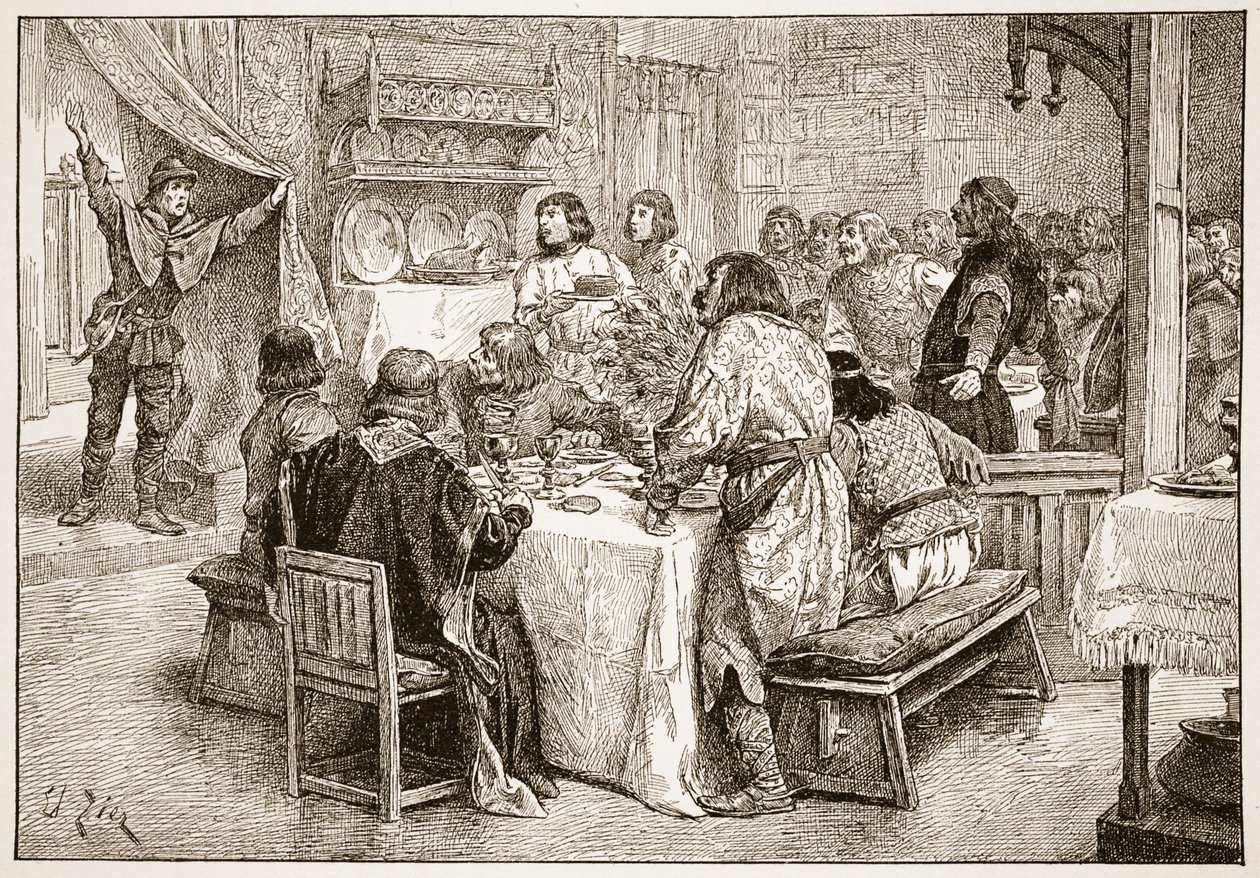 Budbringeren, der bringer Harold nyheden om Vilhelms landgang, illustration fra "The Church of England: A History for the People