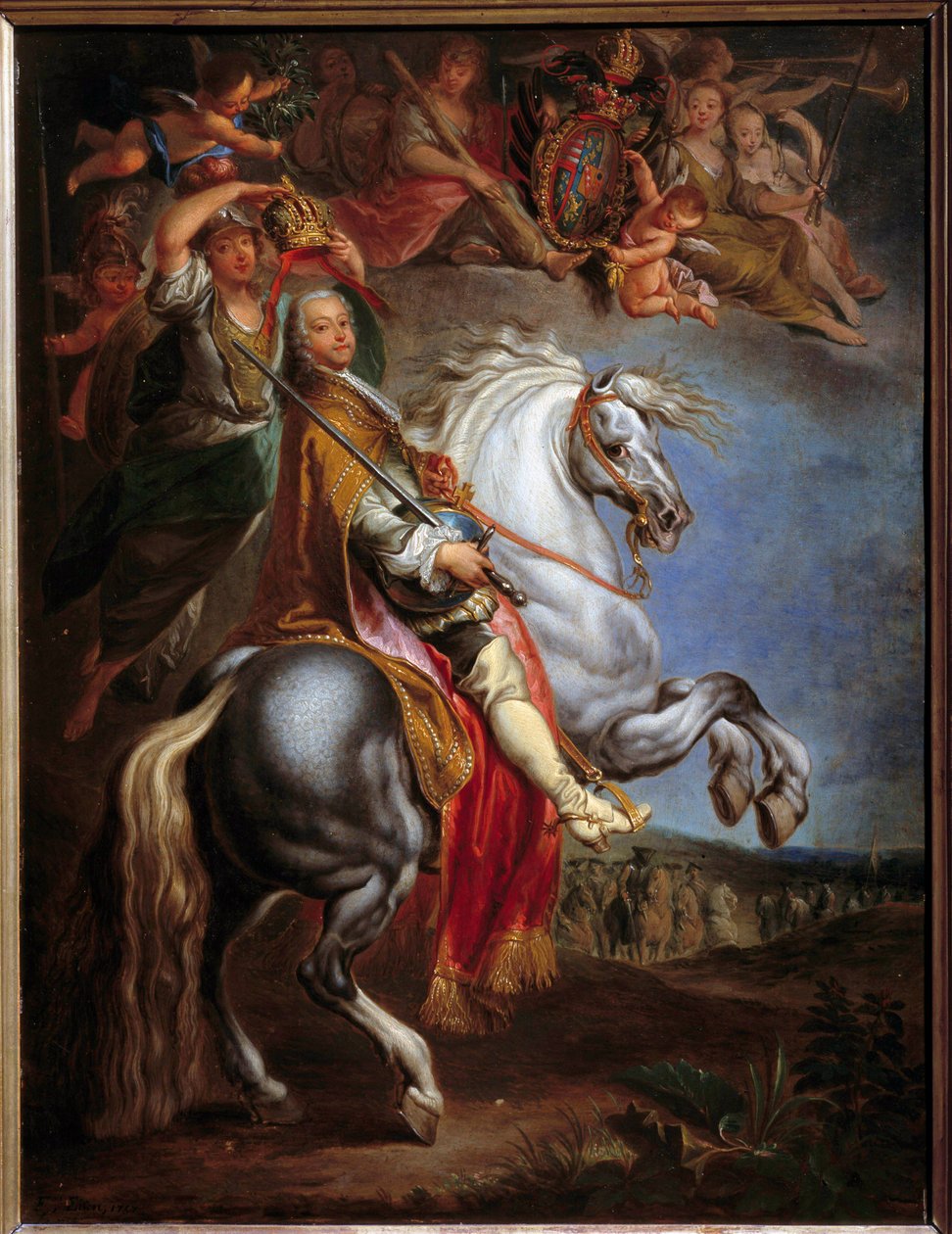 Rideportræt af Francois III (1708-1765), hertug af Lorraine, dengang germanske kejser og storhertug af Toscana, ægtefælle til Marie Therese af Østrig (1717-1780) Maleri af Francois Eisen (1695-1778) af Francois Eisen