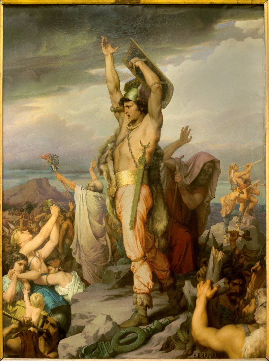 Repræsentation af Vercingetorix (72-46 f.Kr.), gallisk leder. Maleri af Francois Emile Ehrmann (1833-1910). 19. århundrede. Clermont Ferrand (Clermont-Ferrand). Roger Quilliot Museum of Art - Repræsentation af Vercingetorix (72-46 f.Kr.), den galliske høvd af Francois Emile Ehrmann