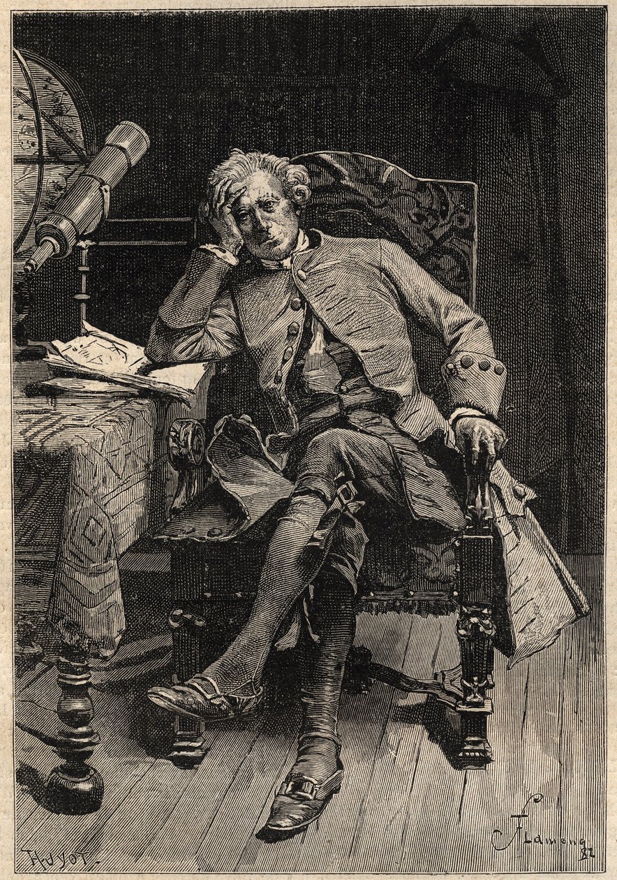Guy Mannering - illustration fra det 19. århundrede til Walter Scotts roman "Guy Mannering or The Astrologer" (1771-1832) gravering efter Flameng af Francois Flameng