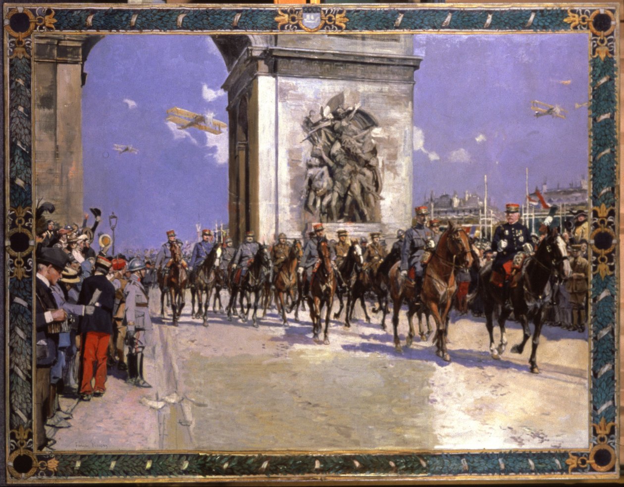 Historie. Frankrig. Første Verdenskrig. Sejrsparade i Paris, 4. juli af Francois Flameng