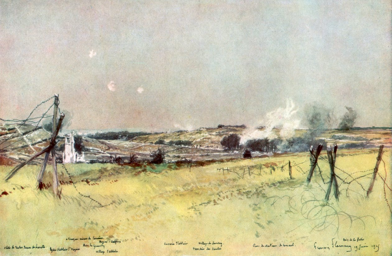Kirken Ablain og Souchez, Artois, Frankrig, 19. juni 1915, 1926. af Francois Flameng