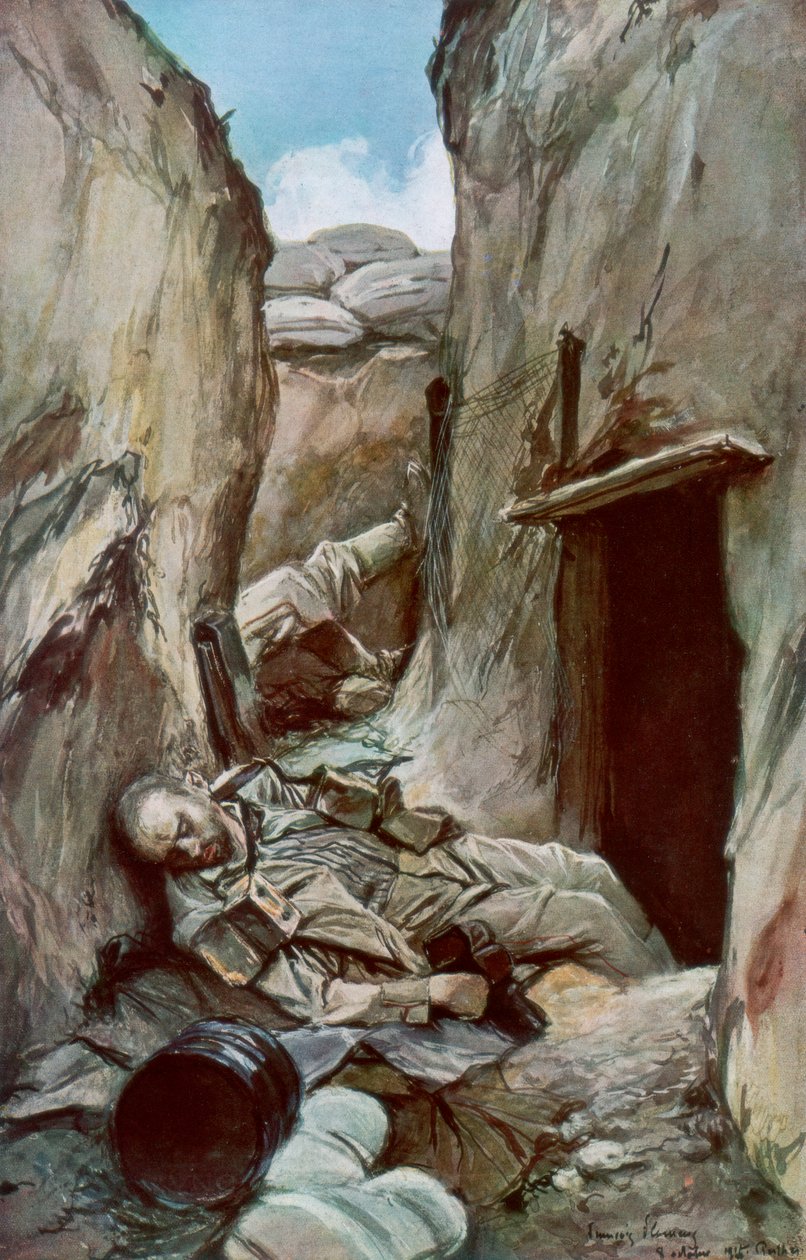 De erobrede skyttegrave i Perthes, Champagne, Frankrig, oktober 1915, 1926. af Francois Flameng