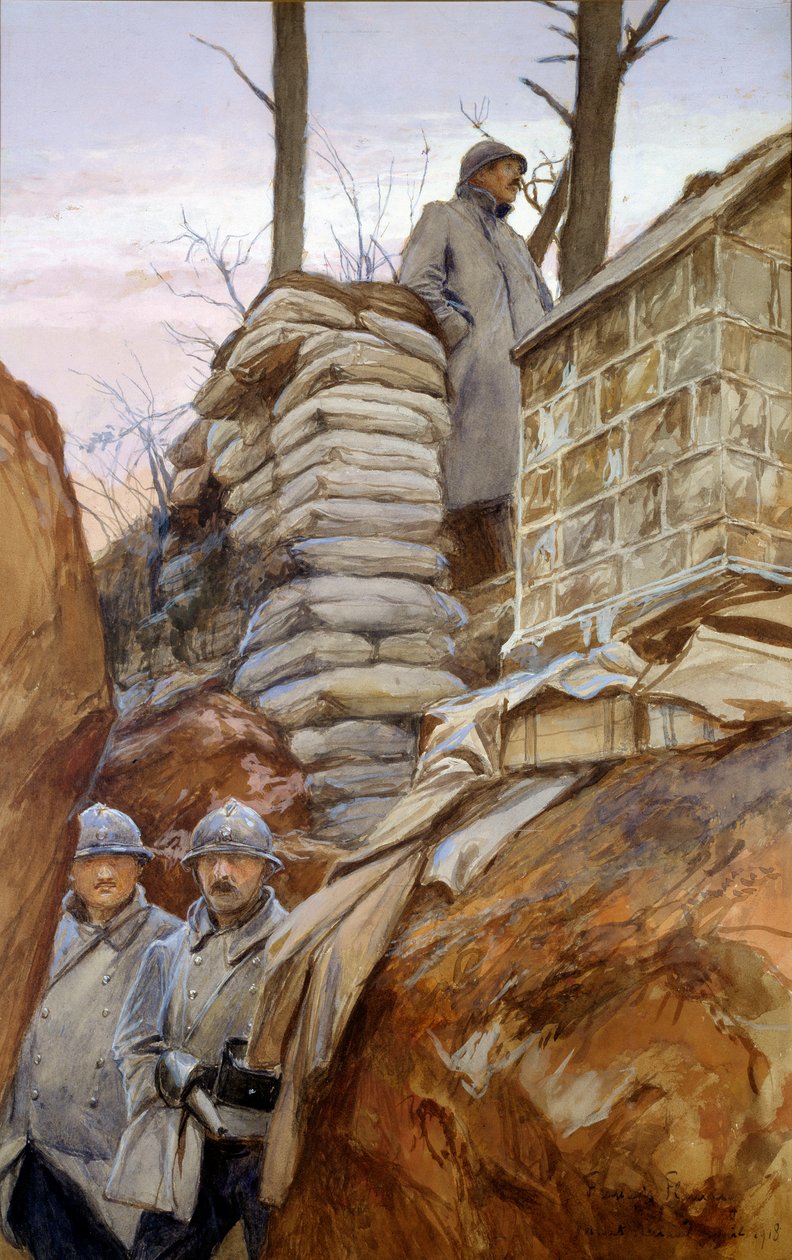 Mont Renault-udkigsstedet (april 1918). Maleri af Francois Flameng (1856 - 1923) af Francois Flameng