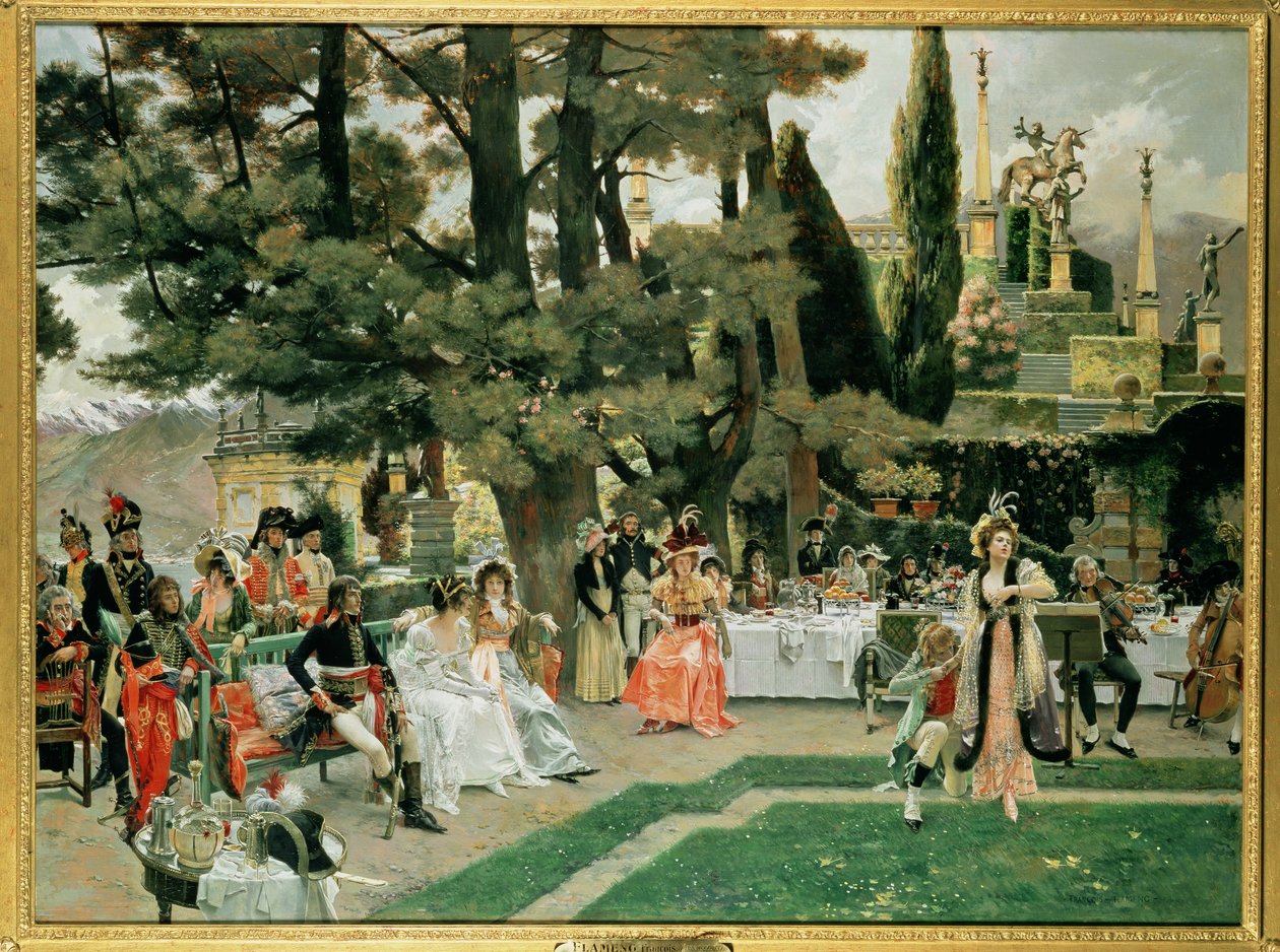 Receptionen for Napoleon I på Isola Bella i det 5. år af hans regeringstid af Francois Flameng