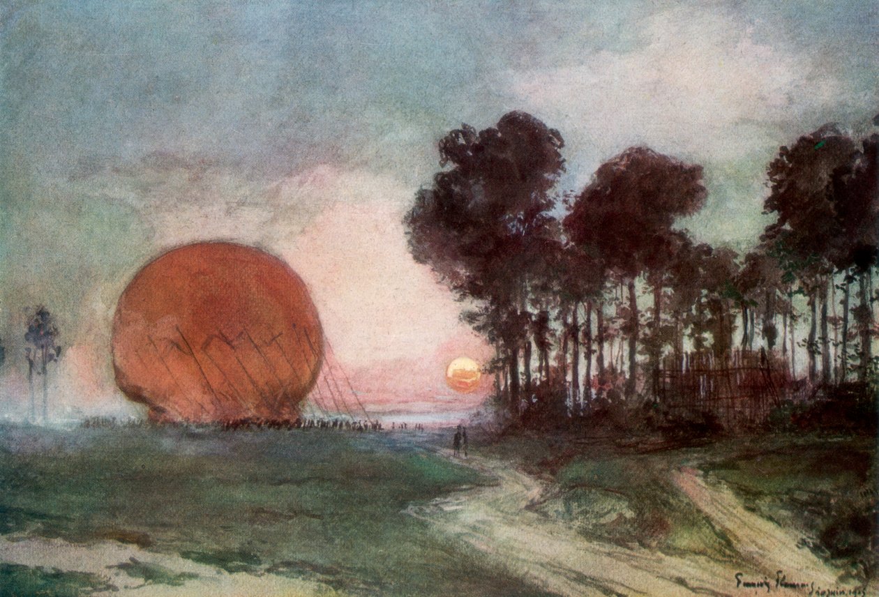 Ballonens tilbagevenden, Artois, Frankrig, 10. juni 1915, 1926 af Francois Flameng
