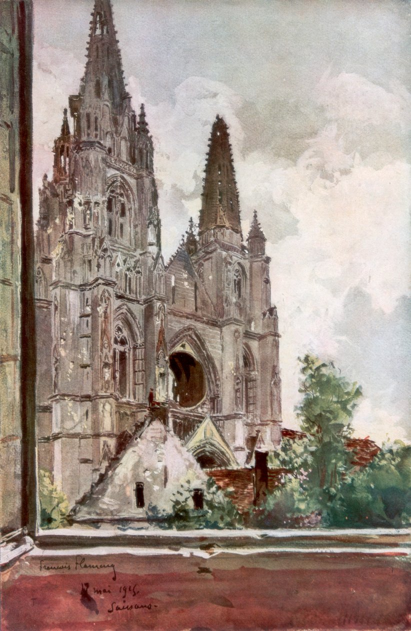 Ruinerne af Saint Jean des Vignes Abbey, Soissons, Frankrig, 17. maj 1915, 1926. af Francois Flameng