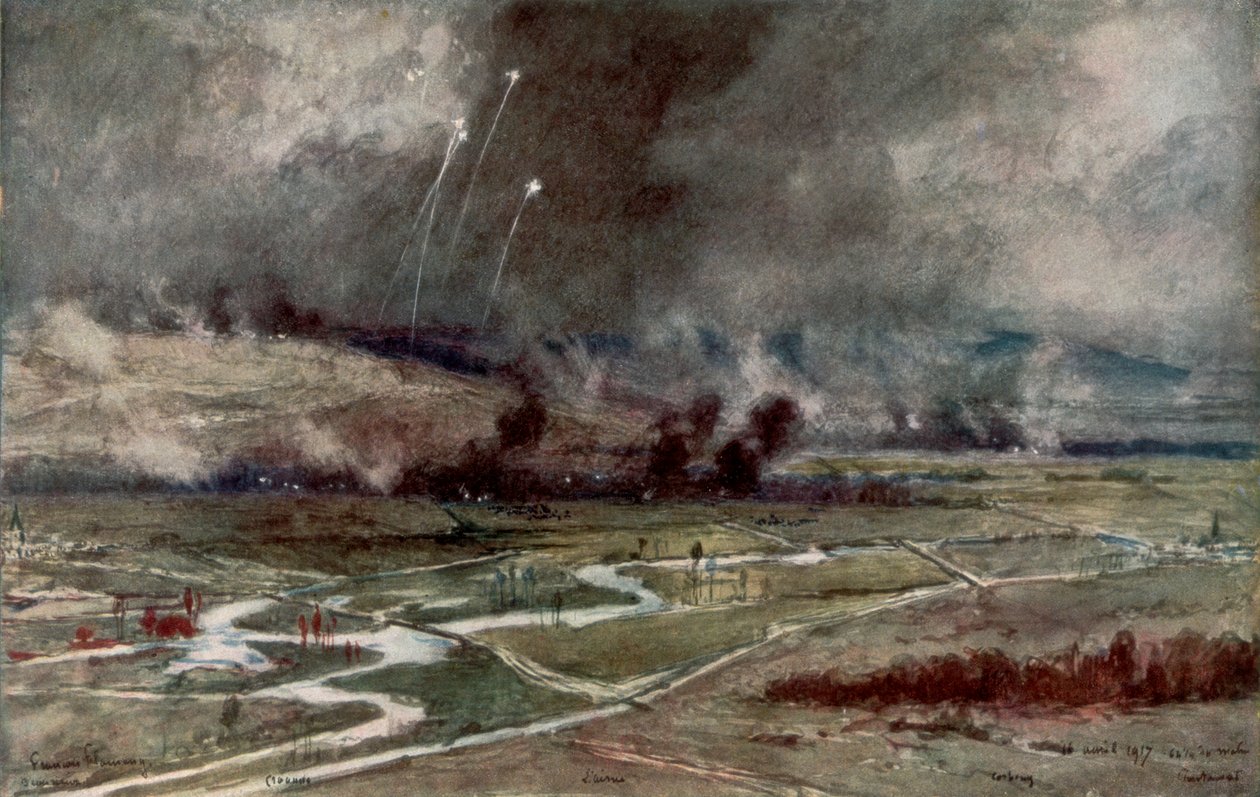 Angrebet på de tyske stillinger nord for Aisne, 16. april 1917, 1926. af Francois Flameng