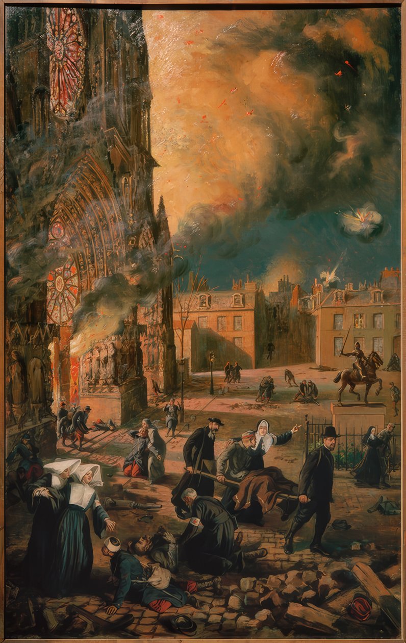 Reims katedral i brand af Francois Fournier Sarloveze