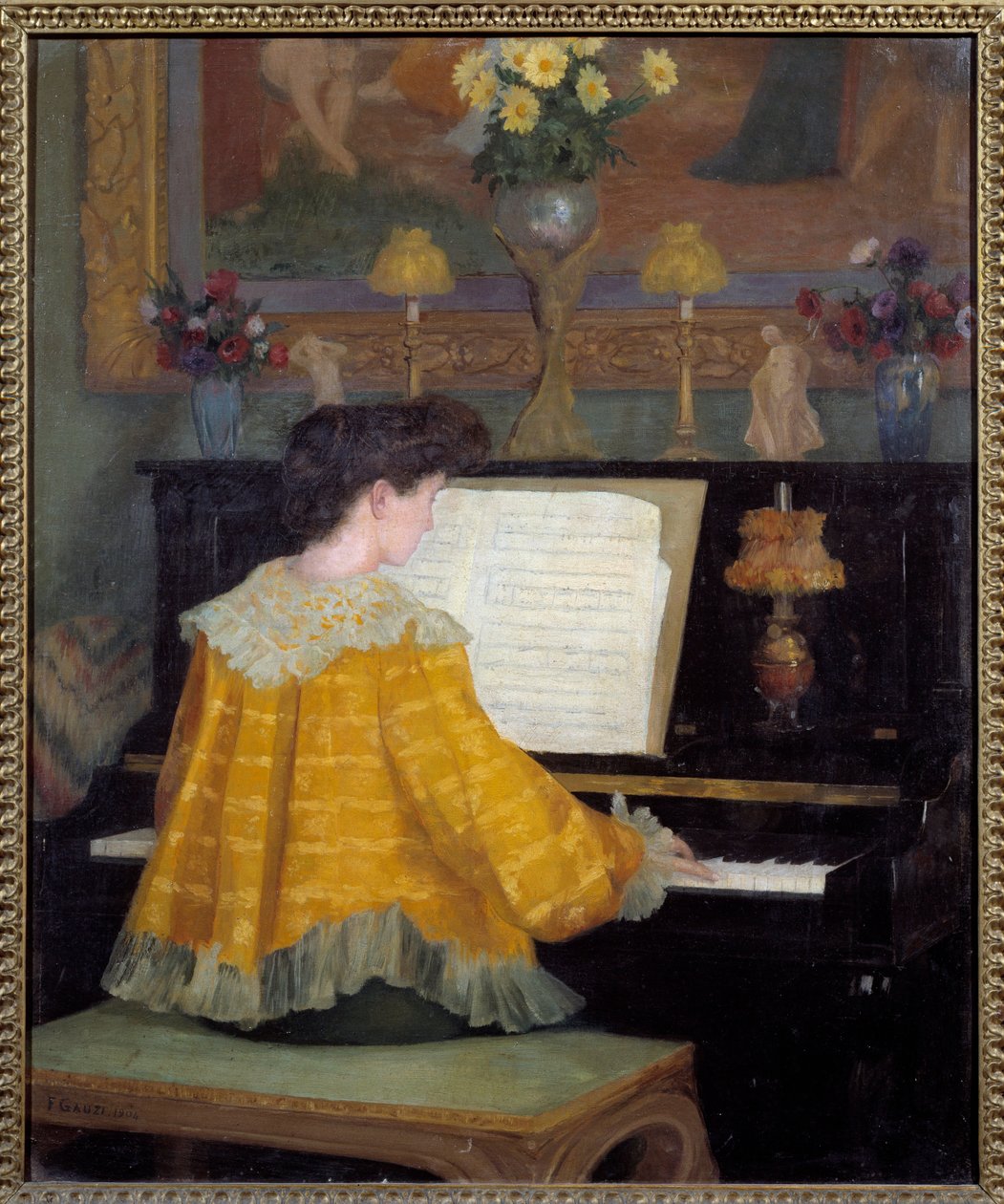 Ung pige ved klaveret Maleri af Francois Gauzi (1862-1933) 1904 Toulouse, musee des Augustins - Ung kvinde ved klaveret. Maleri af Francois Gauzi (1862-1933) af Francois Gauzi