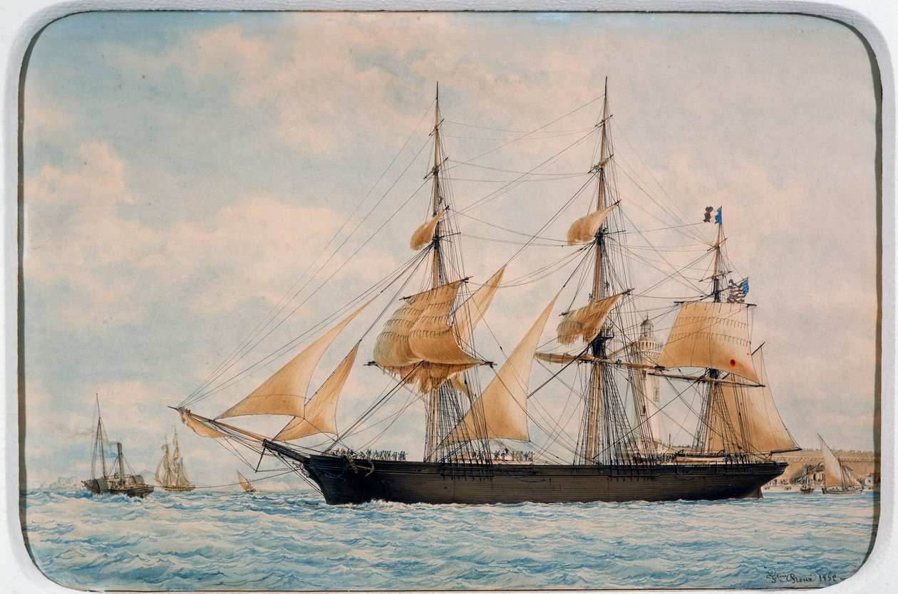 New York Ocean Herald klipper, af Francois Roux (1811-1882), akvarel af Francois Geoffroy Roux