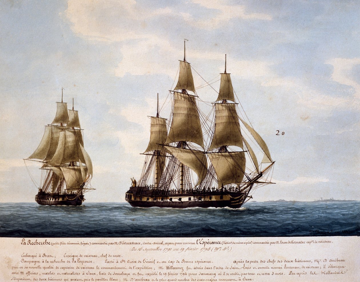 Tall ships Recherche og Esperance, ansat af Antoine Bruny d