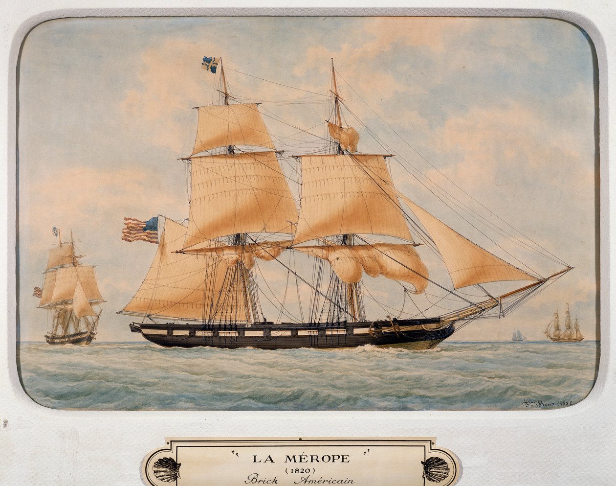 The Brig Merope, af Francois Roux (1811-1882), akvarel, Frankrig af Francois Geoffroy Roux