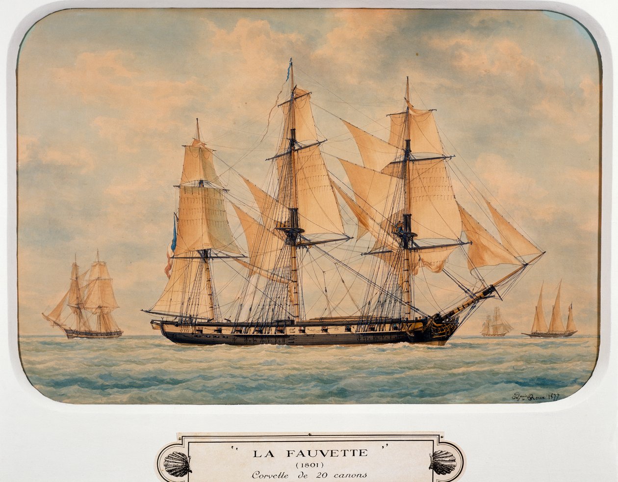 Corvette Fauvette, af Francois Roux (1811-1882), akvarel, Frankrig af Francois Geoffroy Roux