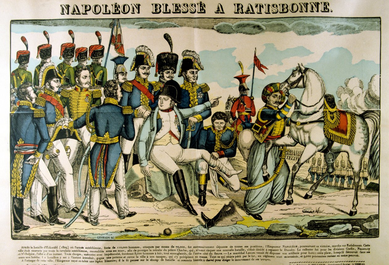 Napoleon såret i Ratisbon, april 1809, c1835 af Francois Georgin