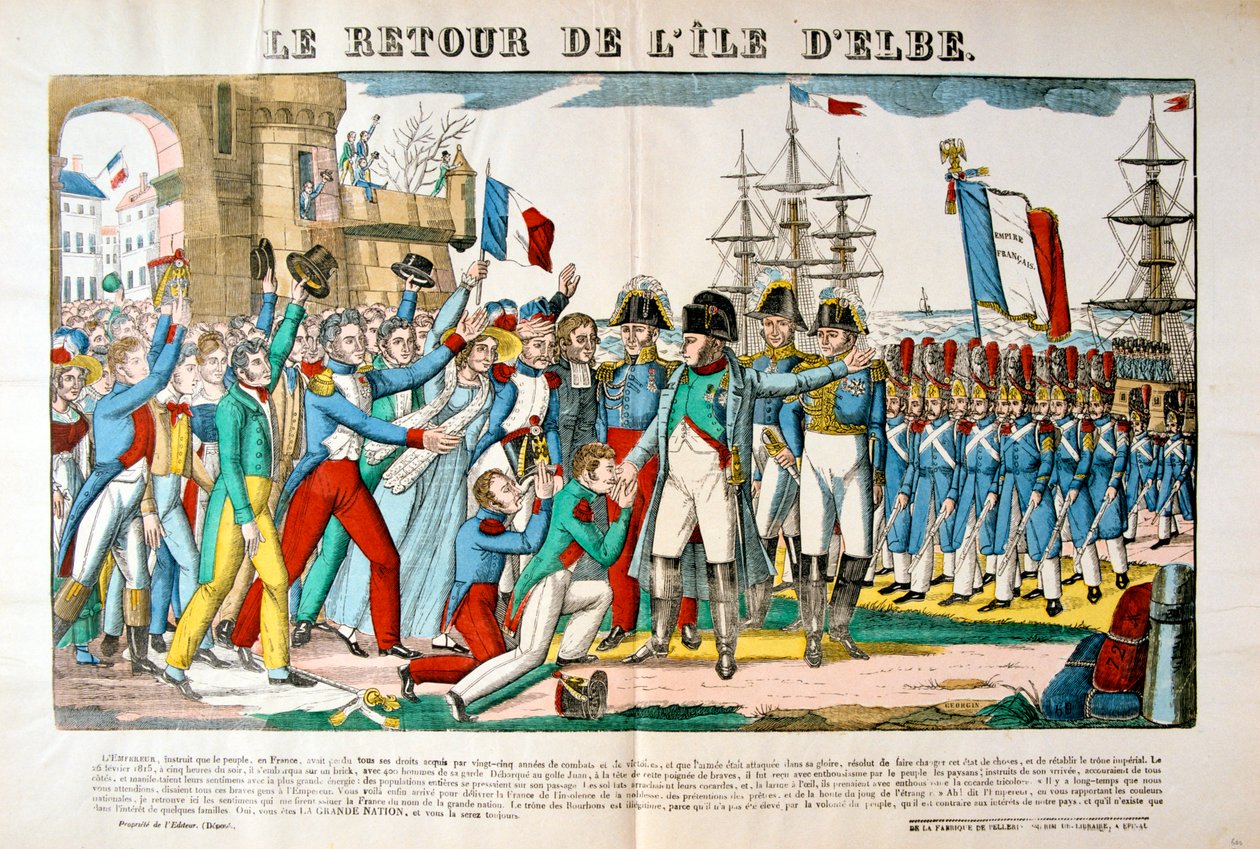 Napoleons tilbagevenden fra Isle of Elba, 26. februar 1815, c1835 af Francois Georgin