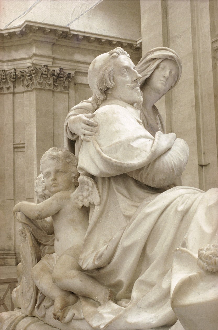 Detalje af begravelsesmonumentet til Armand-Jean du Plessis, kardinal Richelieu 1585-1642, 1694 marmor se også 245284 af Francois Girardon