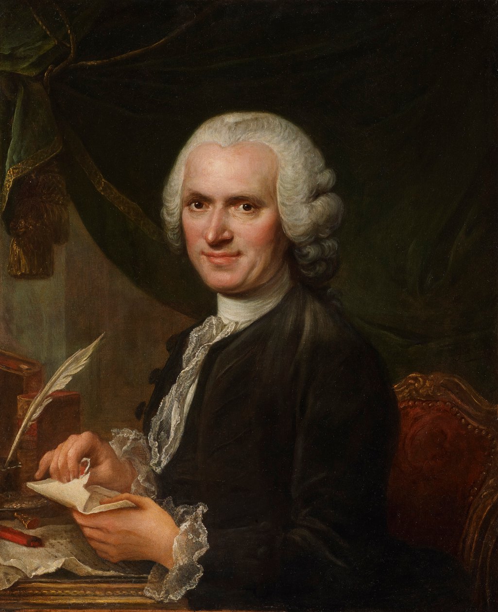 Portræt af Jean-Jacques Rousseau (1712-1778) (olie på lærred) af Francois Guérin