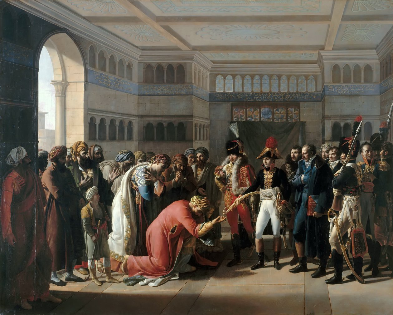 Bonaparte overrækker sablen til militærchefen i Alexandria, juli 1798 af Francois Henri Mulard